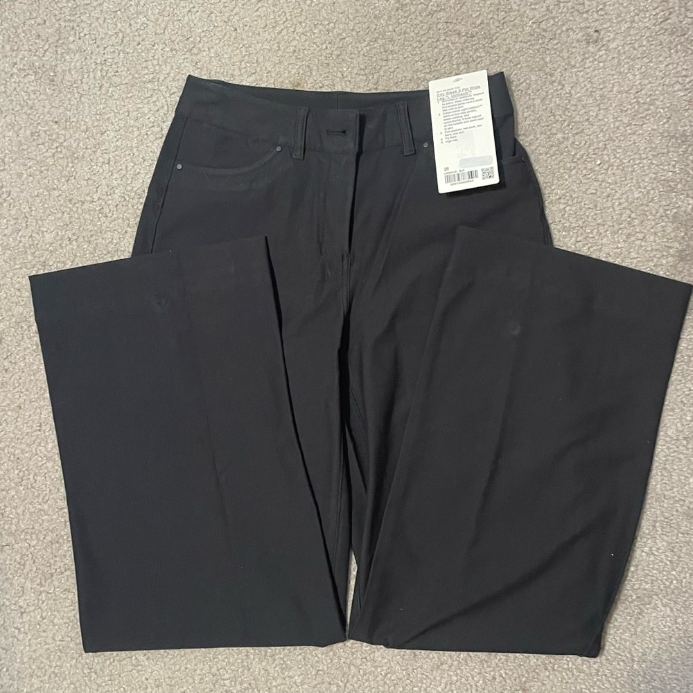 NWT Lululemon City Sleek Wide Leg Black Pants Size 26